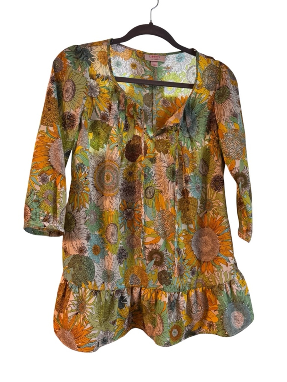 Liberty of London for Target Floral Peplum Blouse XS Sunflower Print Top